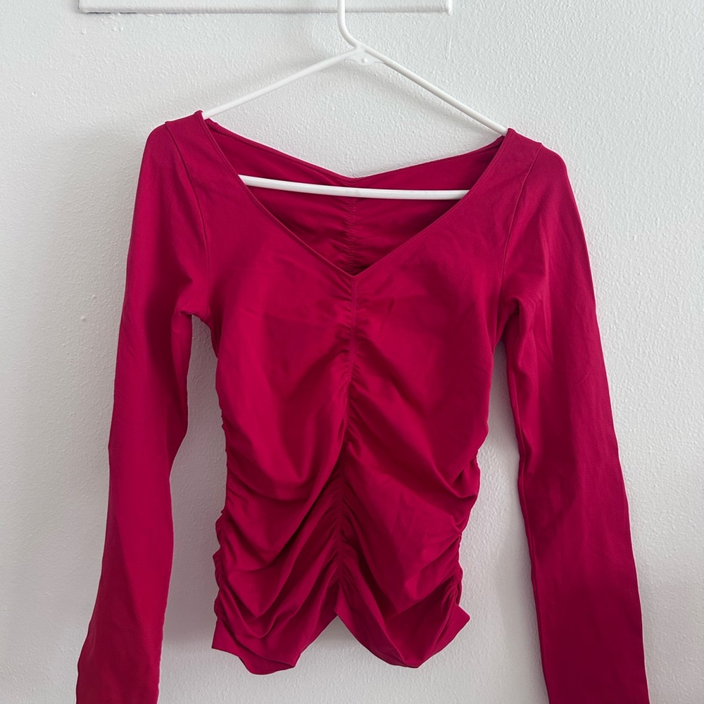 Elegant Red Ruched Women's Top